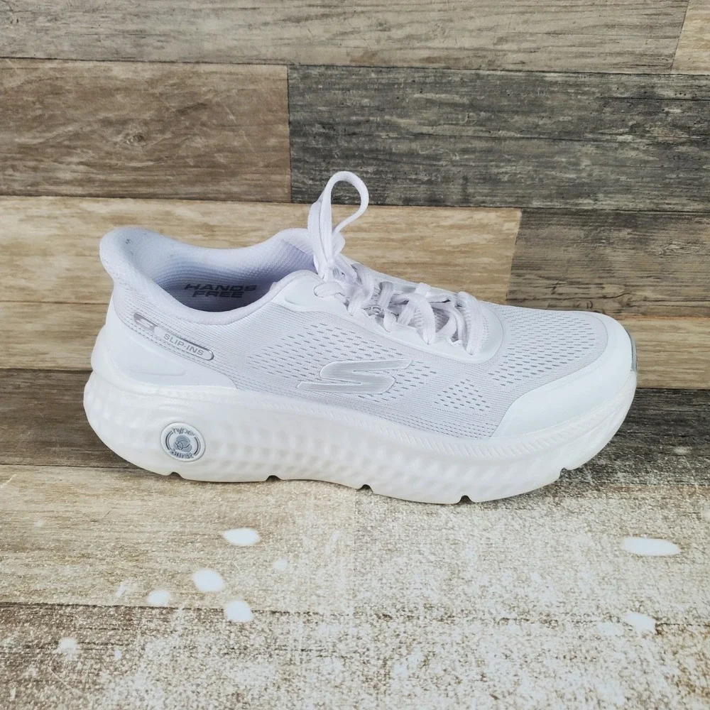 Skechers Max Cushioning Hyper Craze 2.0‎ Womens Shoes Sz 9.5 B White Silver